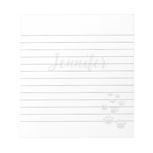 Niedlicher Schwarzer Cartoon Pet Paw Trail Notizblock (Vorderseite)