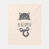 Niedlicher Schwarzer Cat Peeking hinter Individuel Fleecedecke (Vorderseite)