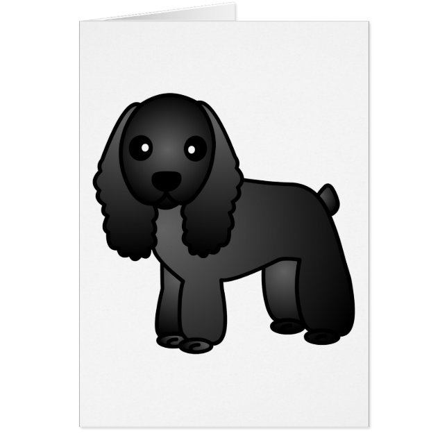 Niedlicher schwarzer Cockerspaniel-Cartoon (Vorne)