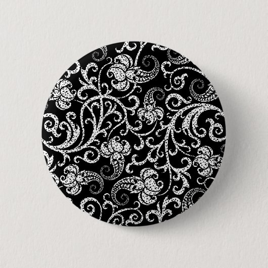 Niedlicher schwarzer dalmatinischer Blume Button (Vorderseite)