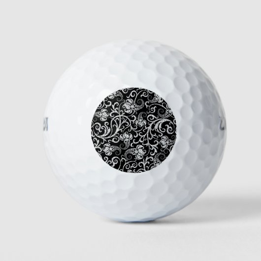 Niedlicher schwarzer dalmatinischer Blume Golfball (Vorderseite)