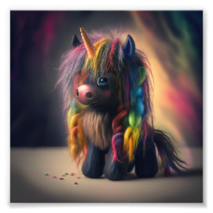Niedlicher, schwarzer Einhorn-T - Shirt Fotodruck