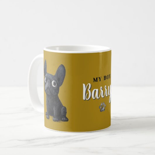 Niedlicher Schwarzer Frenchie-Senf Gelber Hund Kaffeetasse (Vorderseite Links)