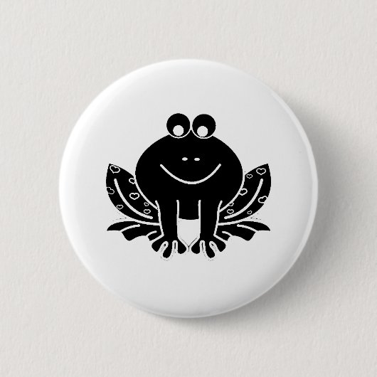 niedlicher schwarzer Frosch Button (Vorderseite)