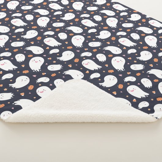 Niedlicher Schwarzer Geist und Pumpkin Sherpa Blan Sherpadecke (3/4)