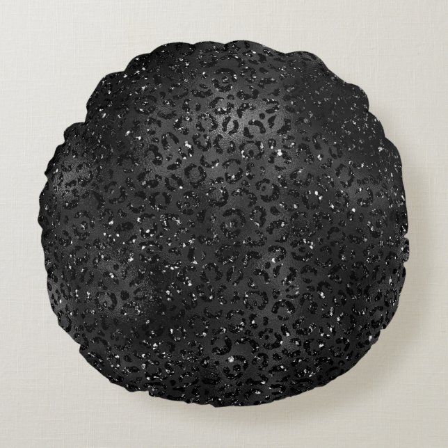 Niedlicher schwarzer Gepard Leopard Skin Rundes Kissen (Vorderseite)