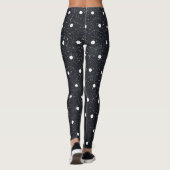 Niedlicher Schwarzer Glitzer White Polka Dot Patte Leggings (Rückseite)