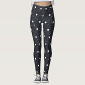 Niedlicher Schwarzer Glitzer White Polka Dot Patte Leggings (Vorderseite)
