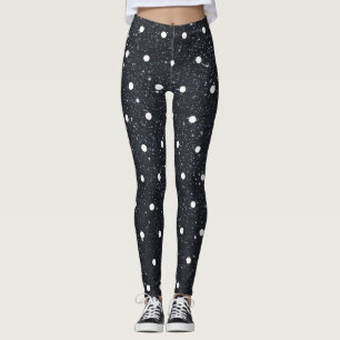Niedlicher Schwarzer Glitzer White Polka Dot Patte Leggings