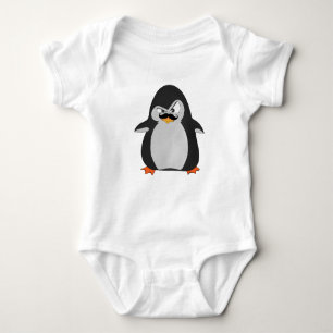 Niedlicher Schwarzer Grauer Angry Pinguin Baby Strampler