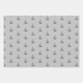 Niedlicher schwarzer Grauname Weihnachtsbaum Muste Geschenkpapier Set (Vorderseite 3)