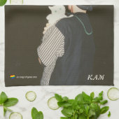 Niedlicher Schwarzer Hintergrund Foto Katze Hund Geschirrtuch (Gefaltet)