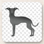 Niedlicher schwarzer italienischer Grauhund Cartoo Getränkeuntersetzer (Vorderseite)
