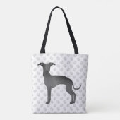 Niedlicher schwarzer italienischer Grauhund Cartoo Tasche (Rückseite)