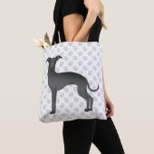 Niedlicher schwarzer italienischer Grauhund Cartoo Tasche (Von Nahem)