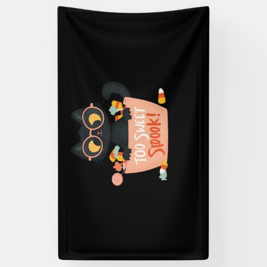 Niedlicher Schwarzer Katze Halloween Candy Too Swe Banner (Vertikal)