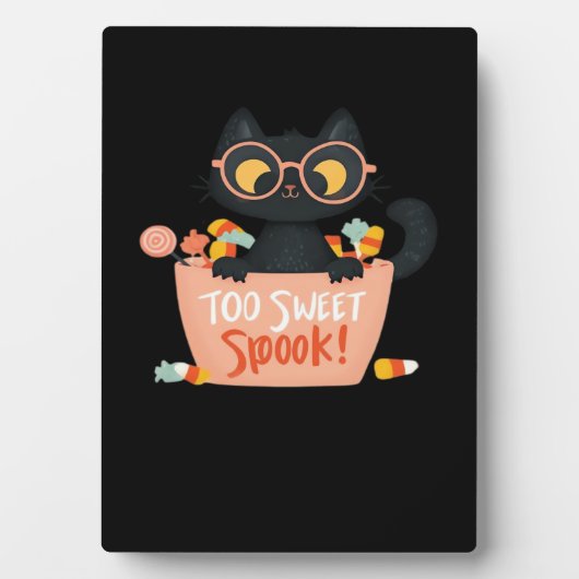 Niedlicher Schwarzer Katze Halloween Candy Too Swe Fotoplatte (Vorderseite)