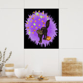 Niedlicher Schwarzer Katze Halloween Lila Star Bur Poster (Küche)