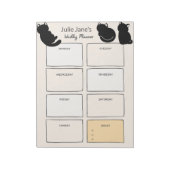 Niedlicher Schwarzer Katzen Wochenplaner Personali Notizblock (Rotiert)