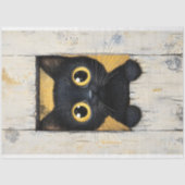 Niedlicher schwarzer Katzenkitt, der Peeking AQ7-D Seidenpapier (Vorderseite)