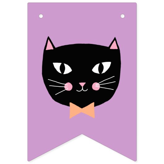 Niedlicher Schwarzer Katzenpasten Halloween Happy Wimpelkette (Erste Fahne)