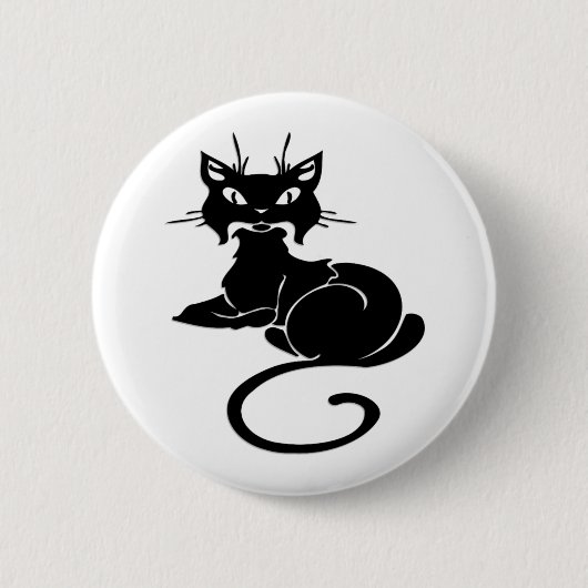 Niedlicher schwarzer Kitty Button (Vorderseite)