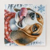 Niedlicher schwarzer Lab Hund schwarz Labrador Ret Puzzle (Horizontal)