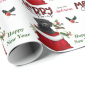 Niedlicher schwarzer Labradoodle Hund in der Weihn Geschenkpapier (Rolleneckpunkt)