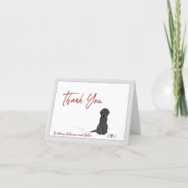 Niedlicher schwarzer Labradoodle Hund personalisie Dankeskarte