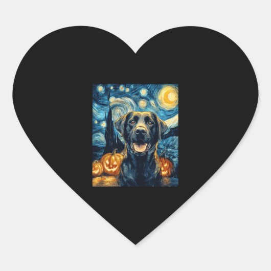Niedlicher Schwarzer Labrador Hund Halloween Kürbi Herz-Aufkleber (Vorderseite)