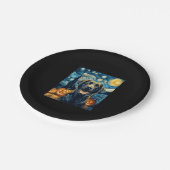 Niedlicher Schwarzer Labrador Hund Halloween Kürbi Pappteller (Schrägansicht)