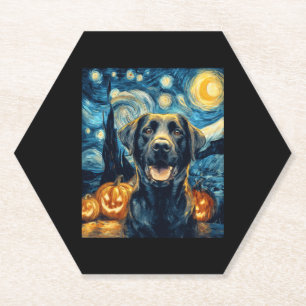 Niedlicher Schwarzer Labrador Hund Halloween Kürbi Untersetzer