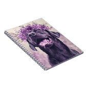 Niedlicher Schwarzer Labrador Retriever Dog Lila F Notizblock (Rechte Seite)