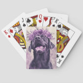 Niedlicher Schwarzer Labrador Retriever Dog Lila F Spielkarten (Rückseite)