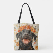 Niedlicher Schwarzer Labrador Retriever Dog Orange Tasche (Rückseite)