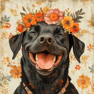 Niedlicher Schwarzer Labrador Retriever Dog Orange Tasche