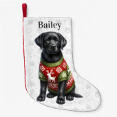 Niedlicher Schwarzer Labrador Retriever Holiday Pu Kleiner Weihnachtsstrumpf (Vorderseite)