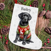 Niedlicher Schwarzer Labrador Retriever Holiday Pu Kleiner Weihnachtsstrumpf