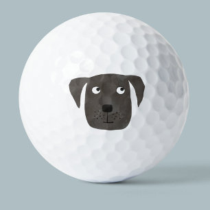 Niedlicher Schwarzer Labrador Retriever Hund Golfball
