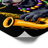 Niedlicher Schwarzer Labrador Retriever Saxophone  Poster (Ecke)
