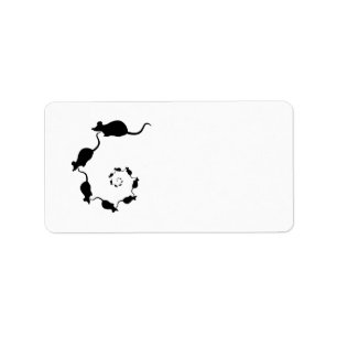 Niedlicher schwarzer Mäuseentwurf. Spirale der Adressaufkleber