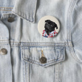 Niedlicher Schwarzer Mops Hund mit Brille und Karo Button (Beispiel)