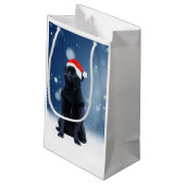 Niedlicher Schwarzer Mops Hund Weihnachten Weihnac Kleine Geschenktüte (Rückseite Schrägansicht)