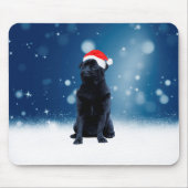 Niedlicher Schwarzer Mops Hund Weihnachten Weihnac Mousepad (Vorne)