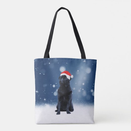 Niedlicher Schwarzer Mops Hund Weihnachten Weihnac Tasche (Rückseite)