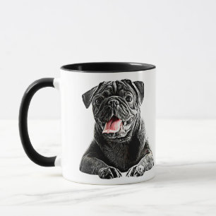 Niedlicher Schwarzer Mops Hundetiere Art Tasse