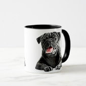Niedlicher Schwarzer Mops Hundetiere Art Tasse (VorderseiteRechts)