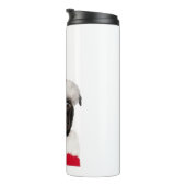 Niedlicher Schwarzer Mops in der Weihnachtsmannmüt Thermosbecher (Nach rechts gedreht)