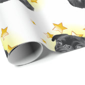 Niedlicher Schwarzer Mops ist ein Star Geschenkpapier (Rolleneckpunkt)