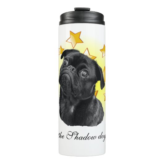 Niedlicher Schwarzer Mops ist ein Star Thermosbecher (Vorderseite)